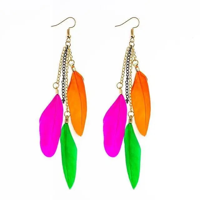 Paradise Feathers Dangling Earrings YourSoulPlace.com