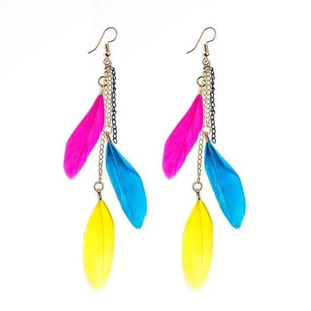 Paradise Feathers Dangling Earrings YourSoulPlace.com