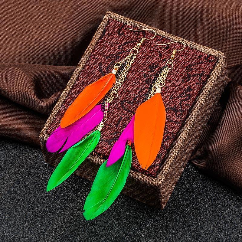 Paradise Feathers Dangling Earrings YourSoulPlace.com