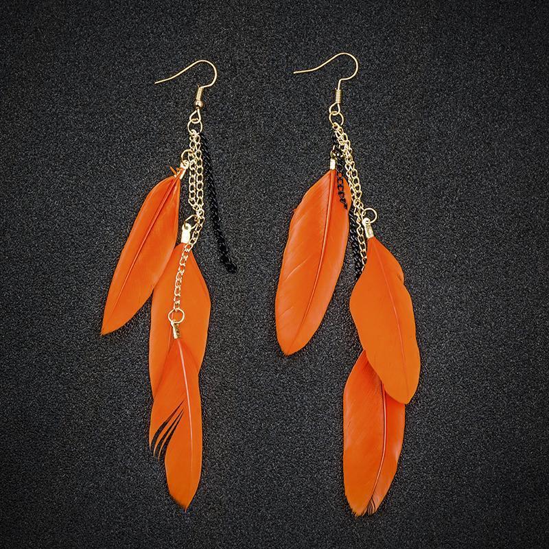 Paradise Feathers Dangling Earrings YourSoulPlace.com