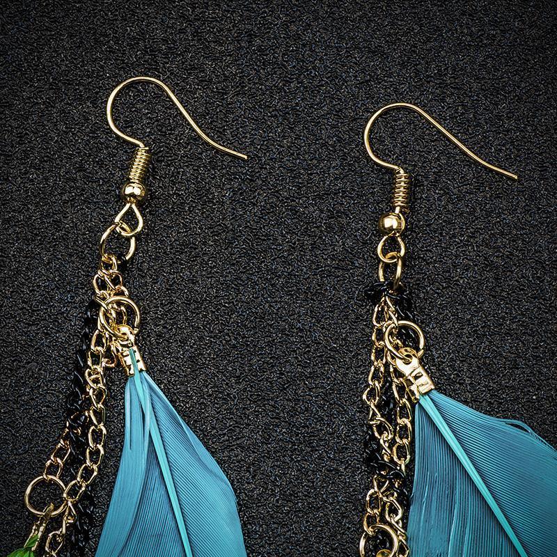 Paradise Feathers Dangling Earrings YourSoulPlace.com