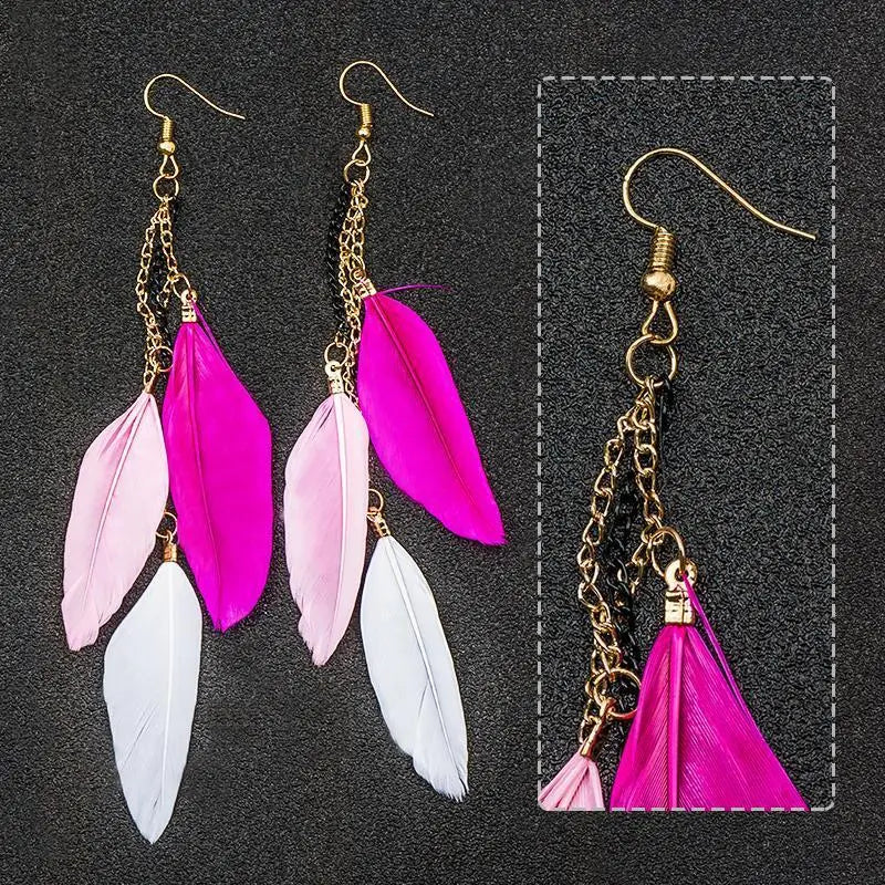 Paradise Feathers Dangling Earrings YourSoulPlace.com