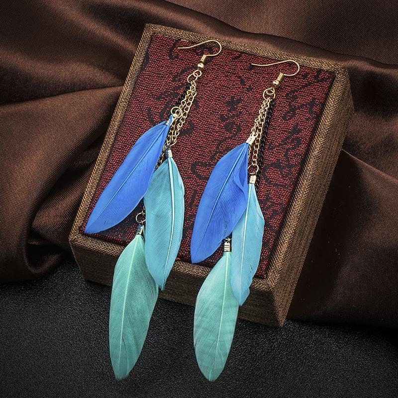 Paradise Feathers Dangling Earrings YourSoulPlace.com