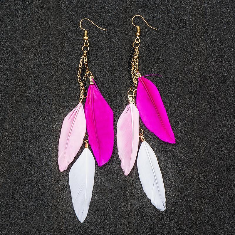 Paradise Feathers Dangling Earrings YourSoulPlace.com