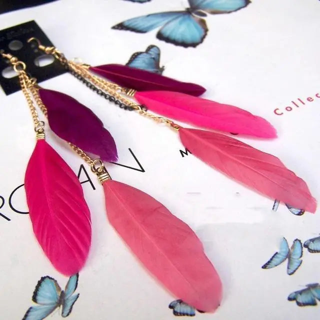 Paradise Feathers Dangling Earrings YourSoulPlace.com