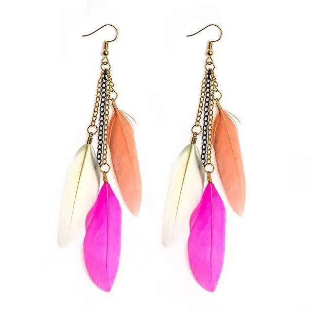 Paradise Feathers Dangling Earrings YourSoulPlace.com