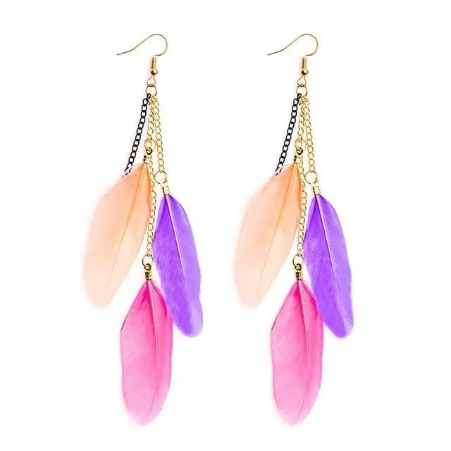 Paradise Feathers Dangling Earrings YourSoulPlace.com