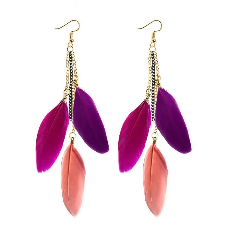 Paradise Feathers Dangling Earrings YourSoulPlace.com