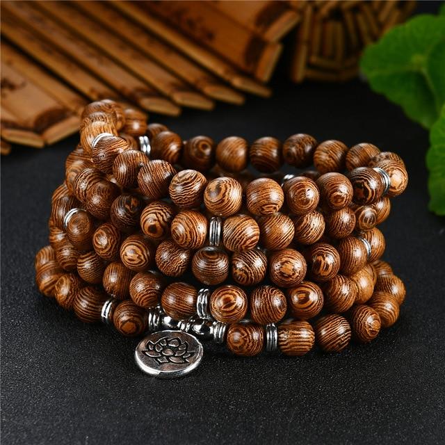 108 Wooden Beads Mala Bracelet X Lotus / Flower of Life / OM / Buddha-Your Soul Place