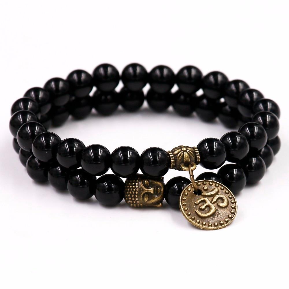 Black Onyx Buddha Om Charm Bracelet-Your Soul Place