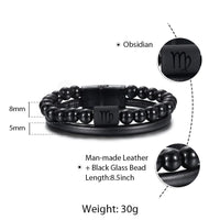 Thumbnail for Double Layer Obsidian Zodiac Constellation Leather Magnetic Bracelet-Your Soul Place
