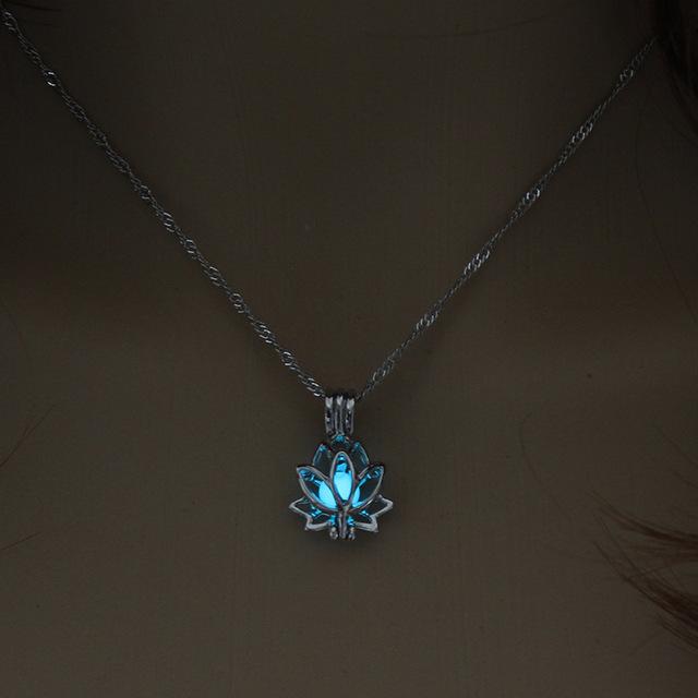 Luminous Glow In The Dark Lotus Flower Necklace-Your Soul Place