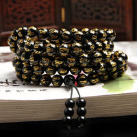 Thumbnail for 108 Six True Words Mantra Obsidian Mala Beads Bracelet - Om Mani Padme Hum-Your Soul Place
