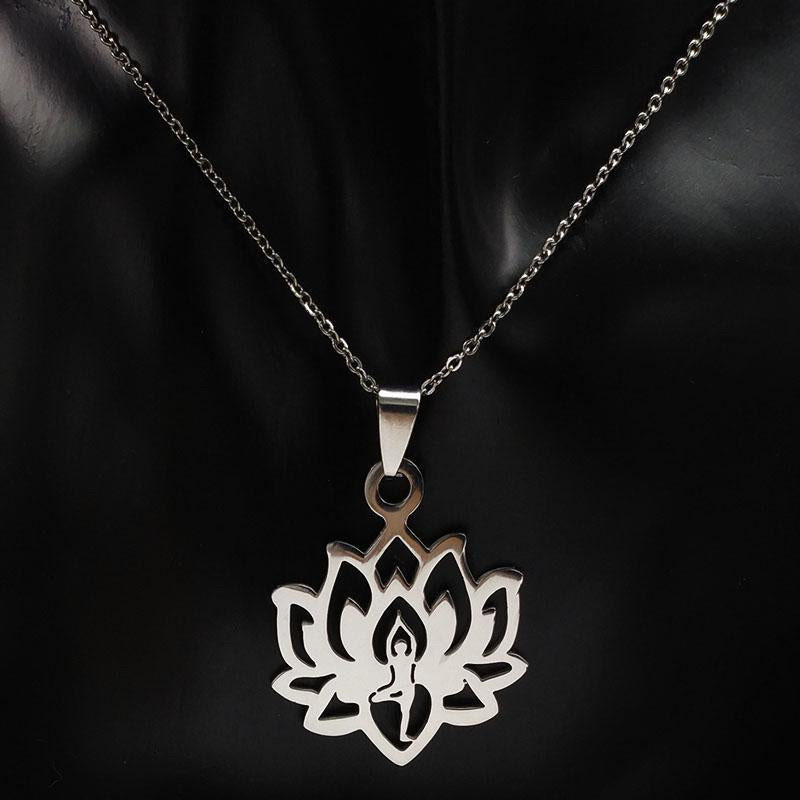 Stainless Steel Yoga Lotus Necklace-Your Soul Place