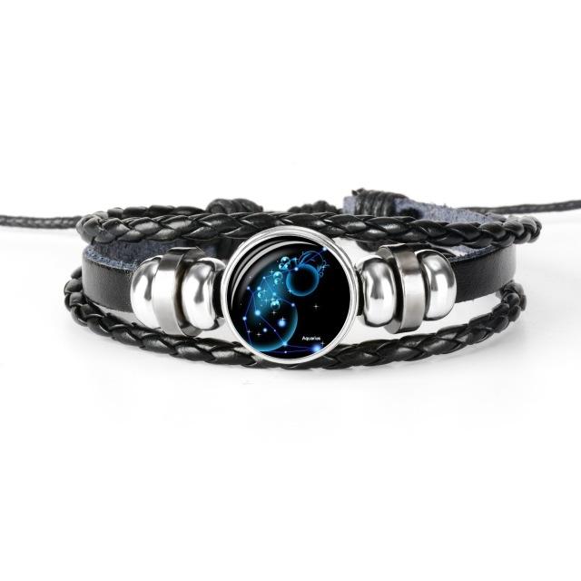 Zodiac Constellation Universe Spirit Leather Bracelet-Your Soul Place