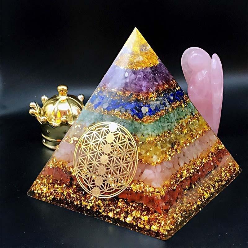 Seven Chakra Flower of Life Orgone Pyramid-Your Soul Place