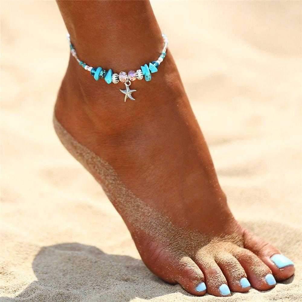 Boho Turquiose Starfish Anklet-Your Soul Place