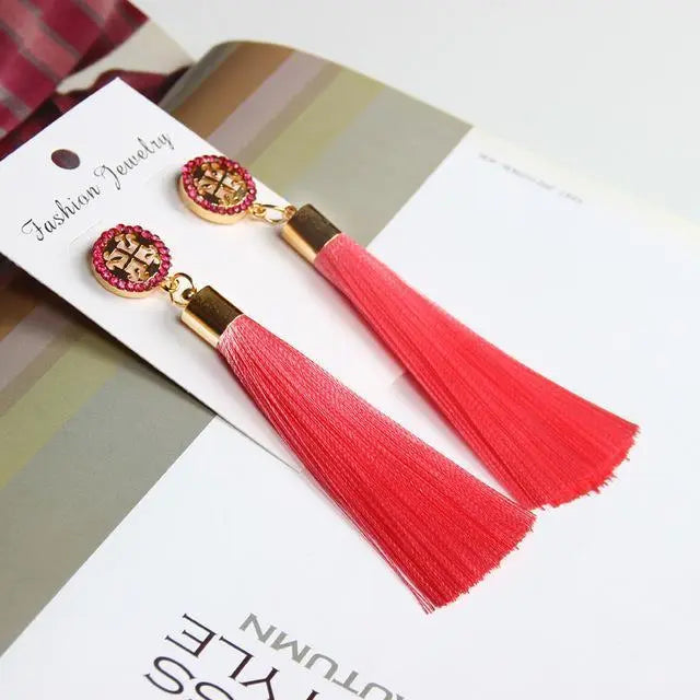 Vintage Rose Crystal Tassel Earrings YourSoulPlace.com