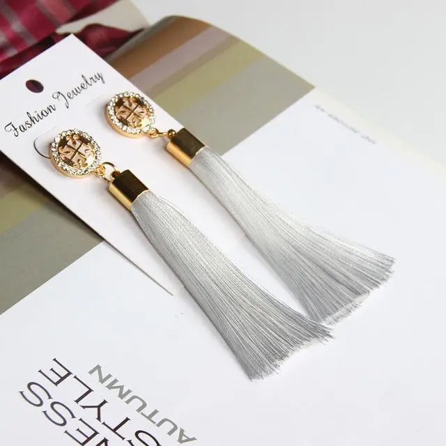 Vintage Rose Crystal Tassel Earrings YourSoulPlace.com