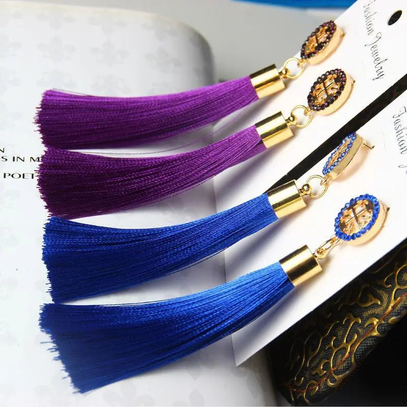 Vintage Rose Crystal Tassel Earrings-Your Soul Place