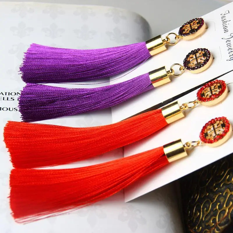 Vintage Rose Crystal Tassel Earrings-Your Soul Place