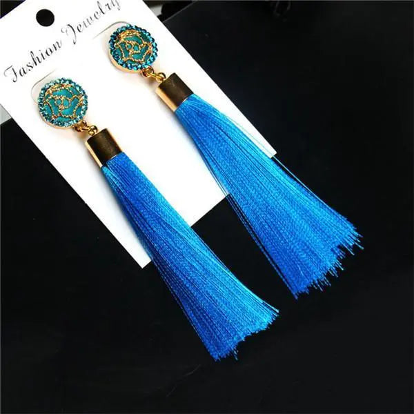 Vintage Rose Crystal Tassel Earrings YourSoulPlace.com
