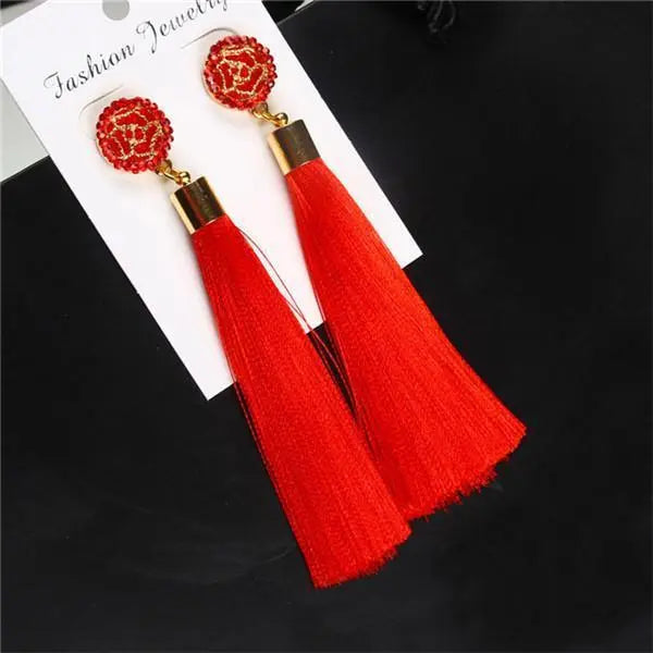 Vintage Rose Crystal Tassel Earrings YourSoulPlace.com