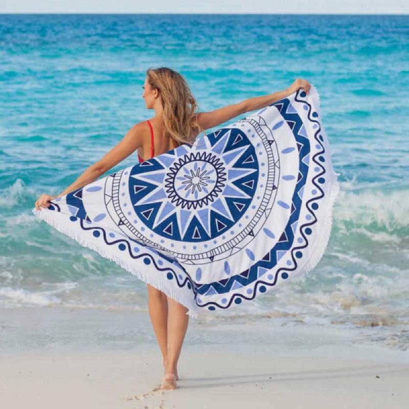 Pretty in Blue Abstract Mandala Yoga Tapestry