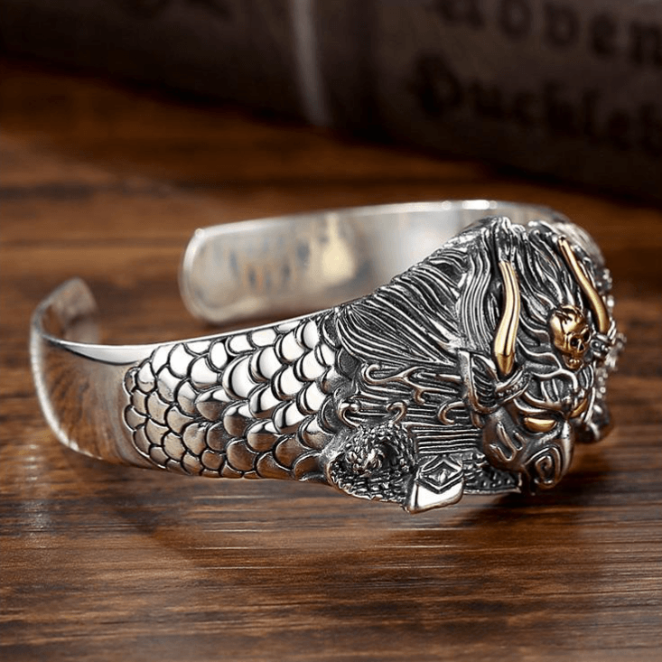 Ethnic Thai Silver Men's 'Raging Oni' Bangle