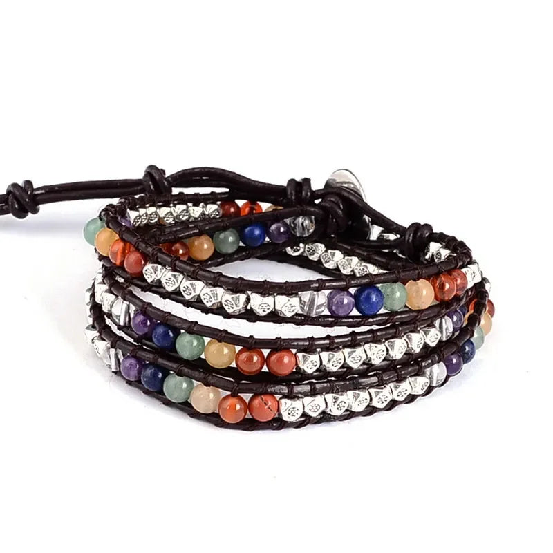 Multi-layer 7 Chakra Stone Wrap Bracelet-2 Sizes