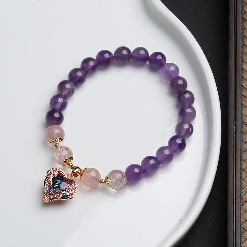 Natural Amethyst Ocean Heart Bracelet