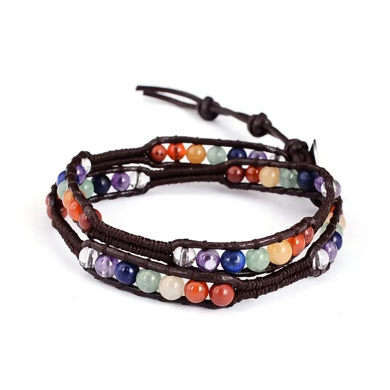 Multi-layer 7 Chakra Stone Wrap Bracelet-2 Sizes