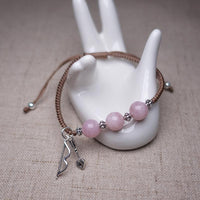 Thumbnail for Sterling Silver CUPIDS BOW & Rose Quartz  SEEKING LOVE Red Rope Bracelet