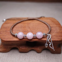 Thumbnail for Sterling Silver CUPIDS BOW & Rose Quartz  SEEKING LOVE Red Rope Bracelet