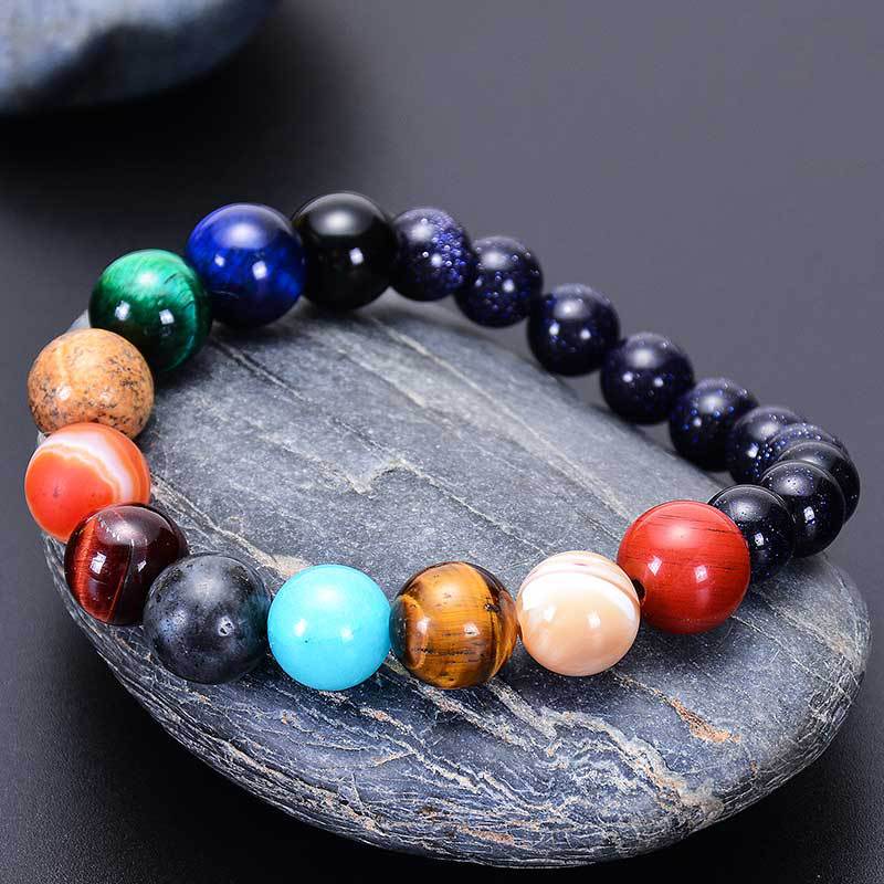 7 Chakra Volcanic Stone Planet Bracelet