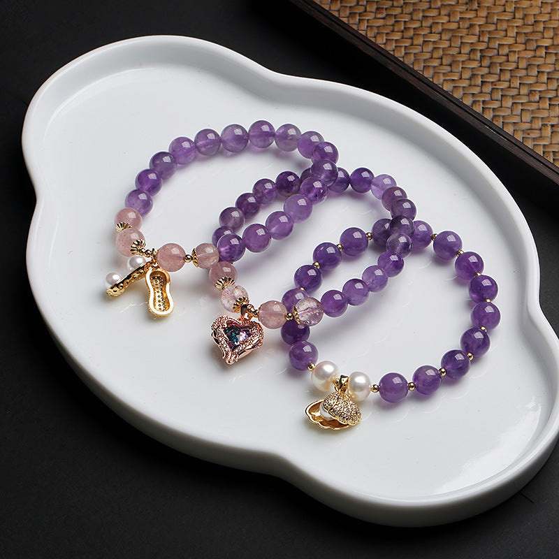 Natural Amethyst Ocean Heart Bracelet