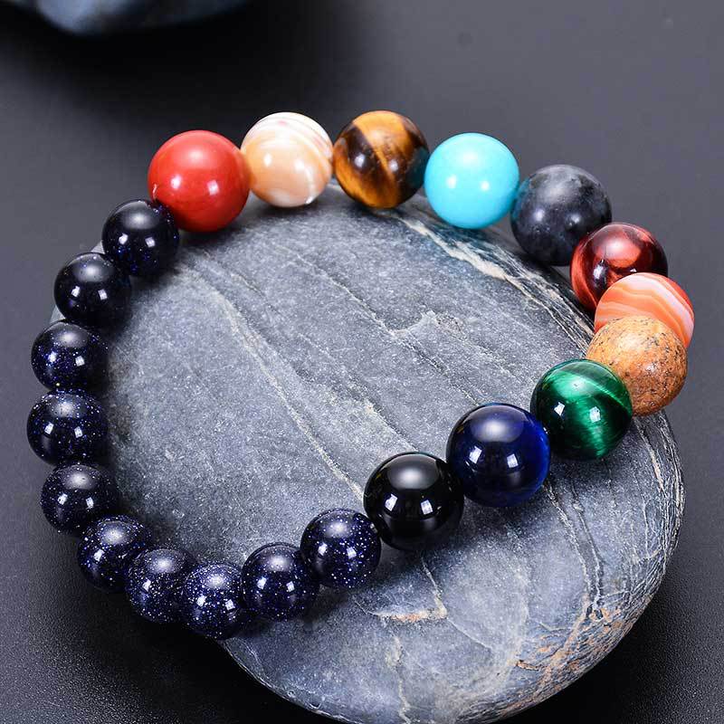 7 Chakra Volcanic Stone Planet Bracelet