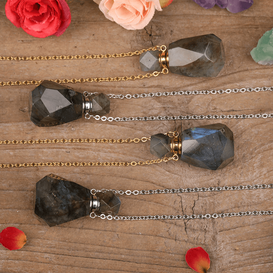 Comforting Natural Labradorite Essential Oil Perfume 'DESTINY ' Necklace