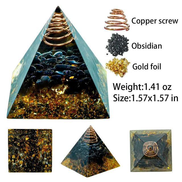 #212 - Obsidian 'INNOVATION' ORGONITE Pyramid