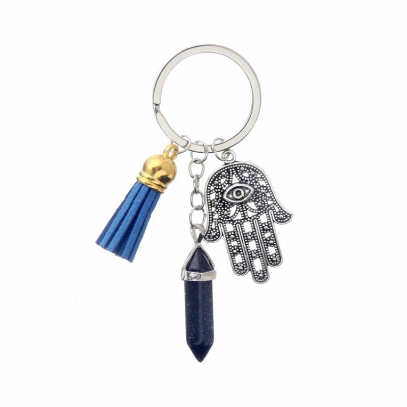 Healing Crystals and Hand of Fatima Keychain