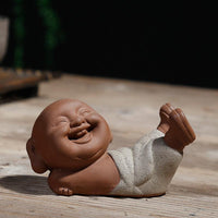 Thumbnail for Happy Smiling HandPainted Ceramic Monk Tea Pet Figurine