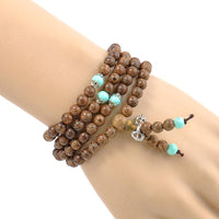 Thumbnail for Sandalwood & Turquoise 108 Bead Mala Bracelet Necklace