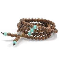 Thumbnail for Sandalwood & Turquoise 108 Bead Mala Bracelet Necklace