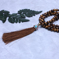 Thumbnail for 108 Tiger Eye Natural stone Necklace with Tassel