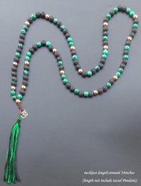 Thumbnail for 108 Bead Natural Stone with OM Tassel Mala Necklace