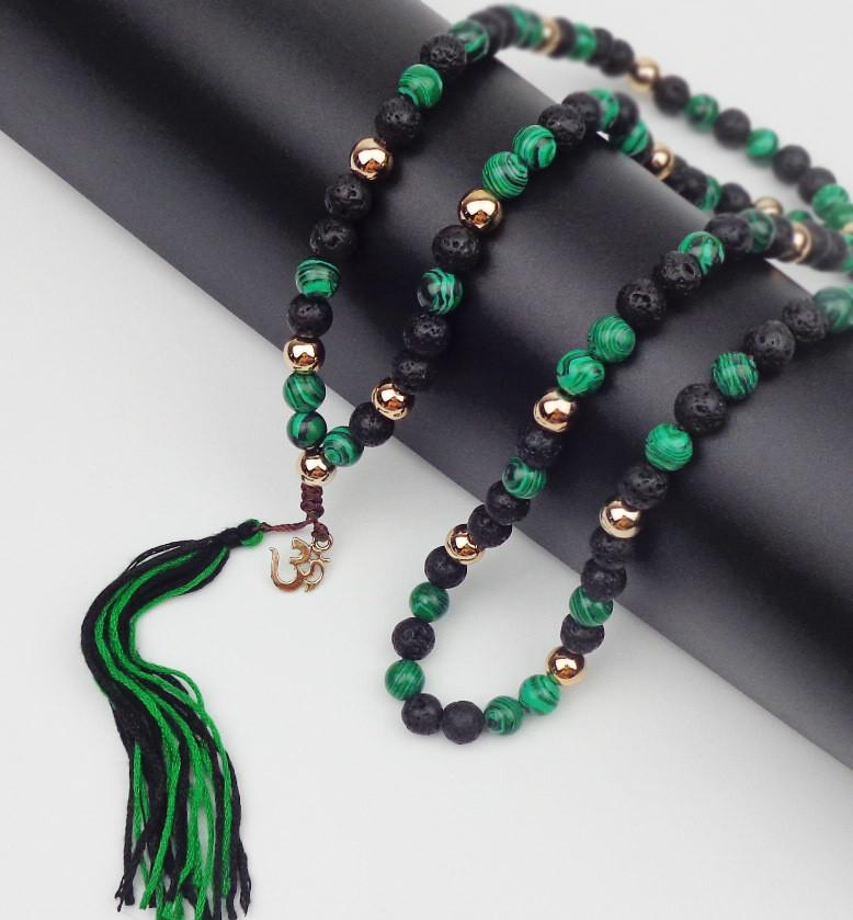 108 Bead Natural Stone with OM Tassel Mala Necklace