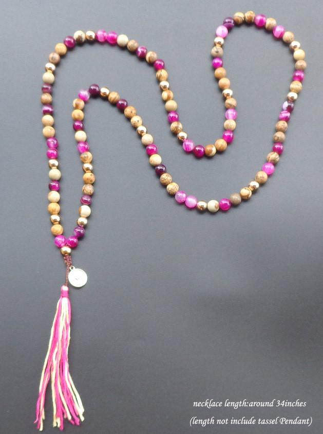 108 Bead Colorful Naturals Stone Mala with Tassel
