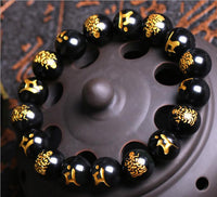 Thumbnail for Natural  Black Obsidian Carved Buddha Lucky Bracelet