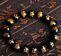 Thumbnail for Natural  Black Obsidian Carved Buddha Lucky Bracelet