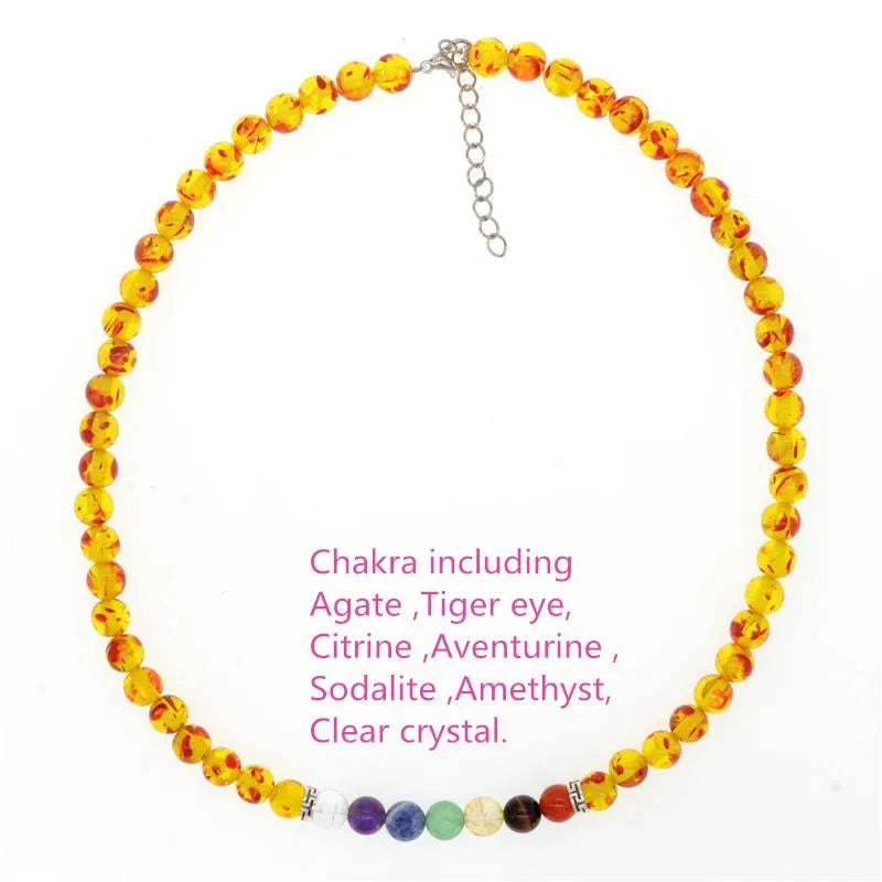 Baltic Amber Necklace w/ Chakra Stones-for baby & Adult